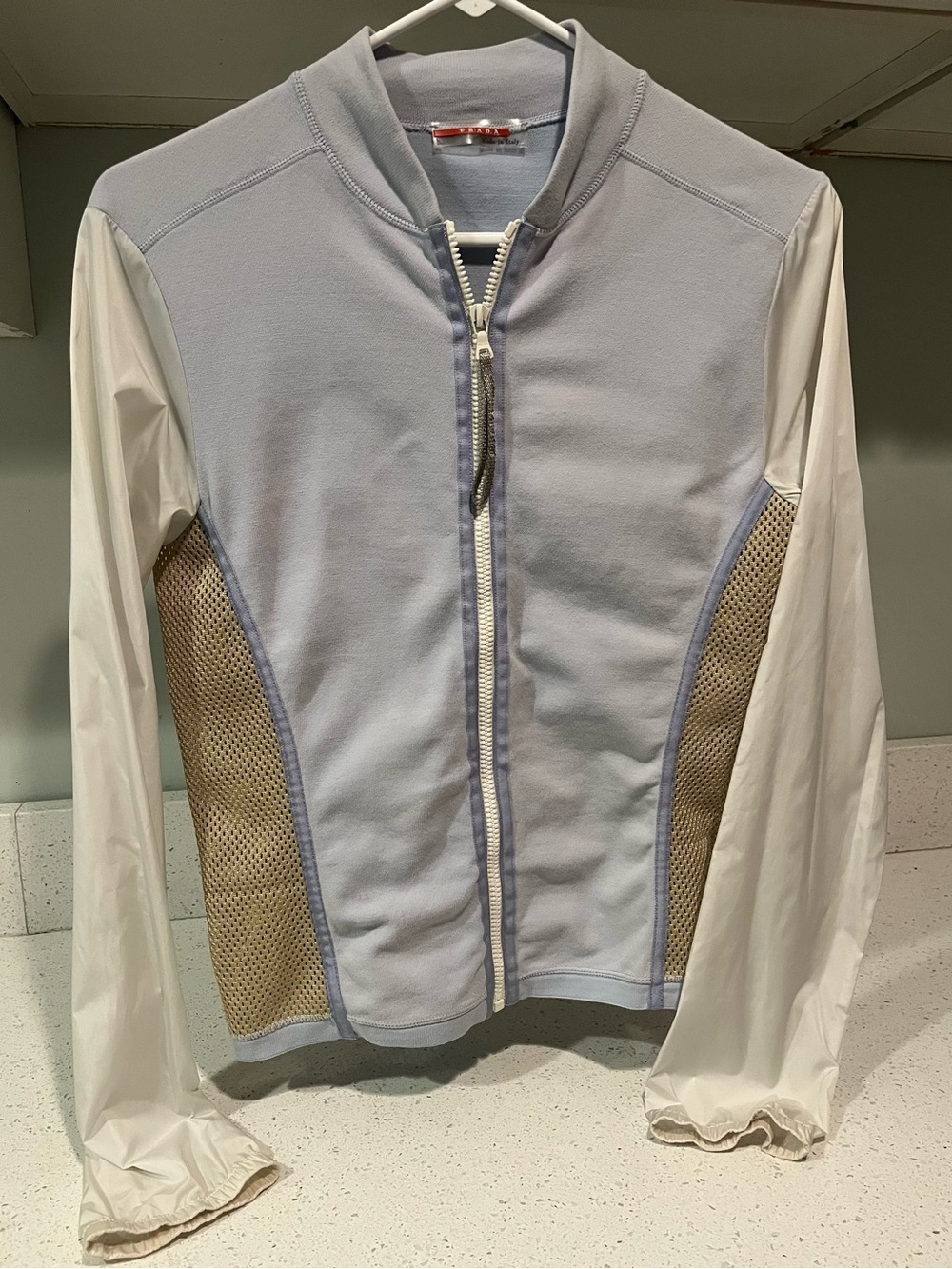 Prada Sport Y2K Ice Blue Jacket with Gold Mesh- US Size 4, Italian Size 40 - Picture 11 of 16